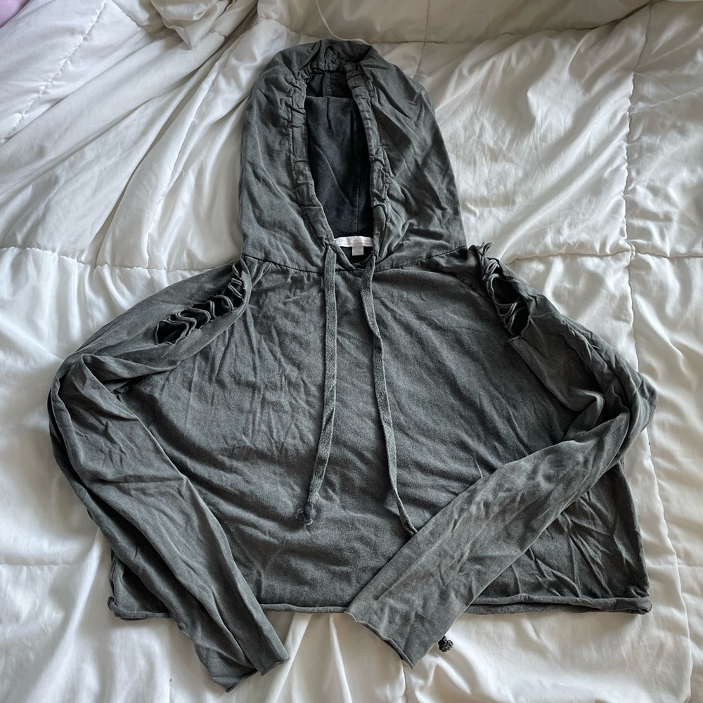 dont ask why - cropped hoodie with slits on shoulders